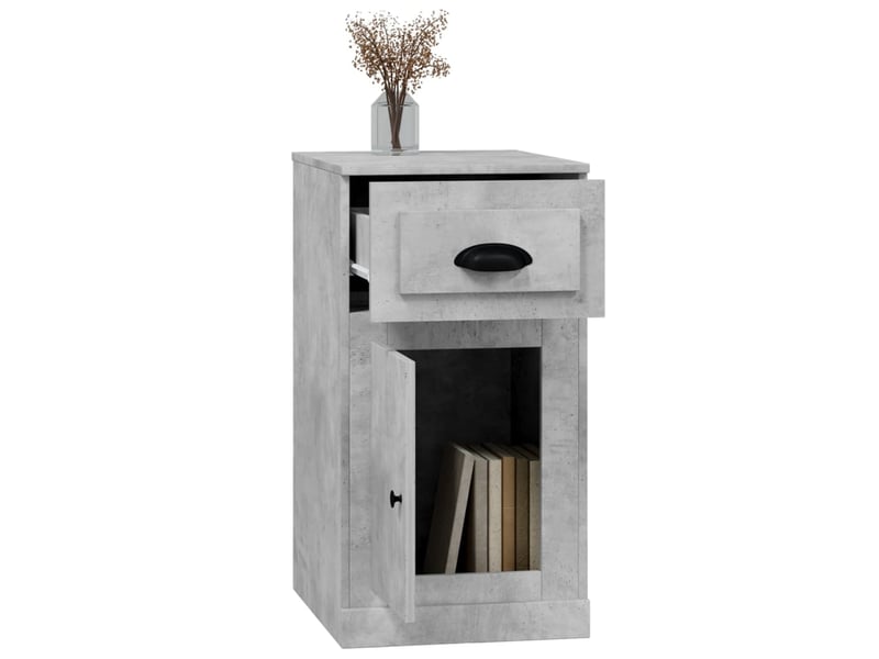  Armoire latérale, meuble de rangement avec tiroir gris béton 40x50x75 cm  - Conforama E