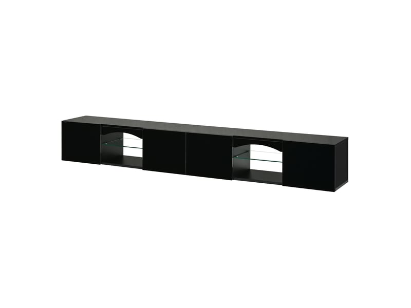  Meuble tv 4 portes avec led et application 200x30x28 cm noir  - Conforama E