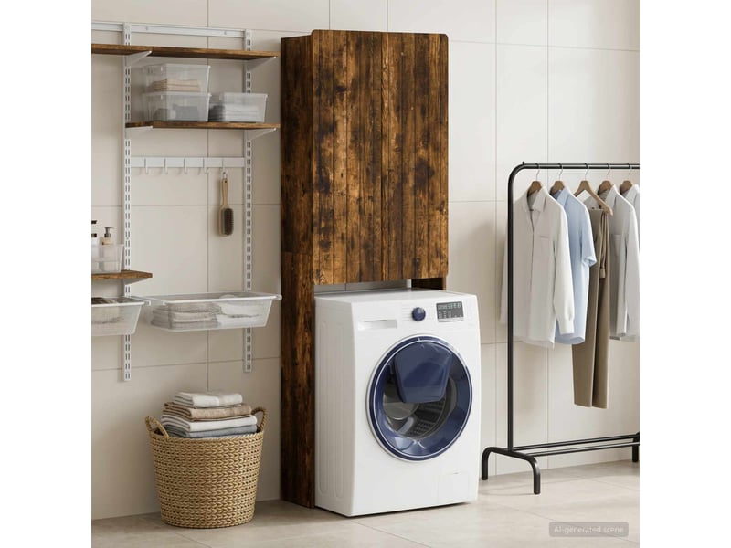  Armoire de toilette, meuble de toilette zwolle chêne fumé 66x25.5x190 cm  - Conforama B