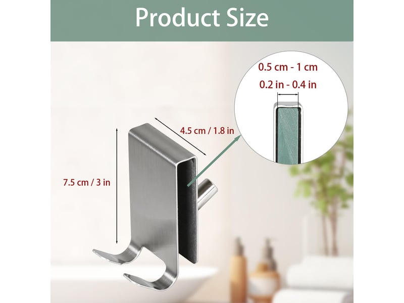 2 pièces crochet douche, porte serviette paroi de douche verre, avec coussinet eva, paroi pour en verre de salle de bain 5-10 mm, gris - Conforama C