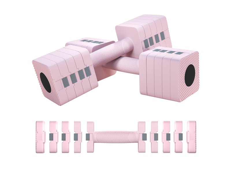  Haltères de 10 kg avec poignée antidérapante et forme carrée pour l'entraînement à domicile - rose  - Conforama A