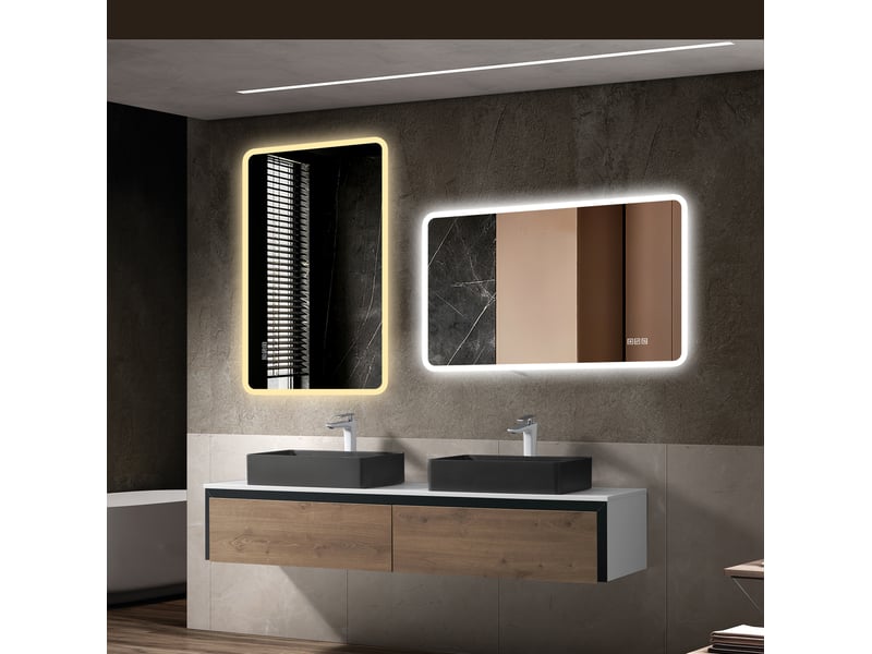  Miroir de salle de bains led 60x100 cm éclairage frontal argenté  - Conforama C