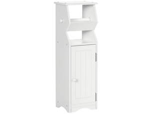 Meuble de salle de bain en mdf blanc avec espace de rangement et porte-papier toilette, 19 x 15 x 56 cm