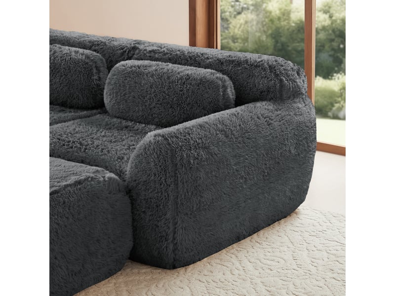  Canapé droit 4 places en tissu bouclette gris, 378 cm, sans structure rigide W3325S00187 - Conforama R