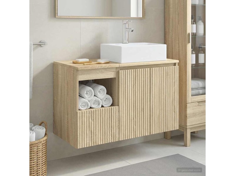  Ensemble de mobilier de salle de bain 2 pc chêne sonoma cf64131  - Conforama B