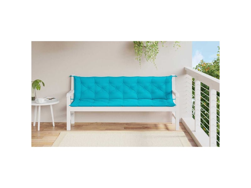  Lot de 2 coussins de banc de jardin, coussins d'assise turquoise 200x50x7 cm tissu cf58703  - Conforama C
