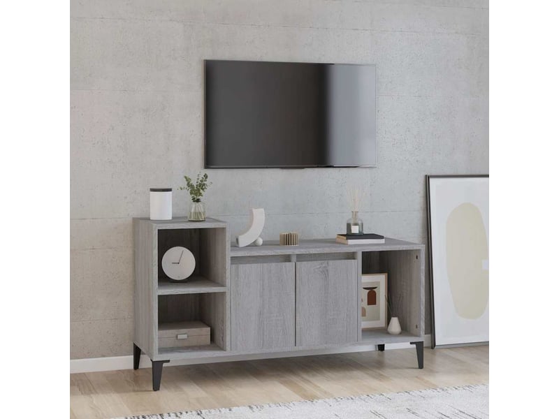  Meuble tv - banc tv - meuble de rangement sonoma gris 100x35x55 cm bois d'ingénierie  - Conforama B