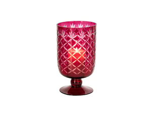 Photophore sur pied en verre vera 26cm rose
