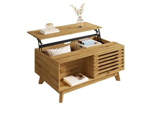 Table basse avec plateau relevable 90x55x57,5 cm en mdf finition bois naturel