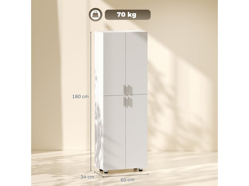  Armoire à 4 portes, 180 cm, blanche  - Conforama E