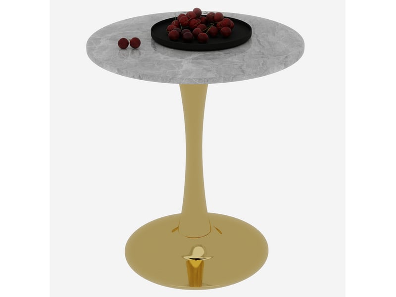  Table à manger ronde 70 cm en marbre artificiel, pied doré, 2 à 4 personnes  - Conforama A