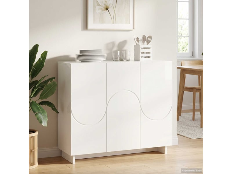 Buffet salon, buffet de rangement blanc brillant 85,5x31x75 cm bois d'ingénierie shl8293 - Conforama B