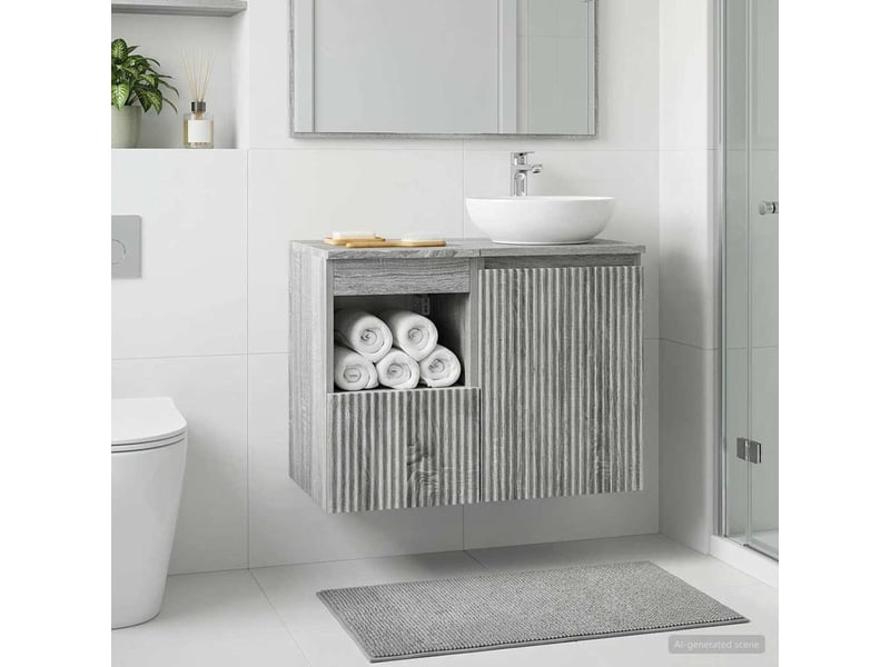  Armoire de salle de bain, meuble de rangement sonoma gris 30x44.5x50 cm  - Conforama B