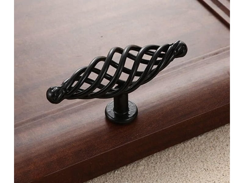  Paire de boutons métalliques noirs vintage en forme d'oiseau, poignées ovales pour bureau et cuisine  - Conforama B