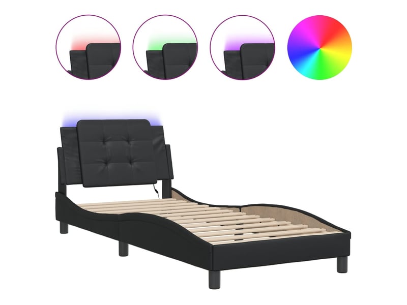  Lit simple- lit adulte -  cadre de lit avec led sans matelas zadar noir 80x200 cm  - Conforama A