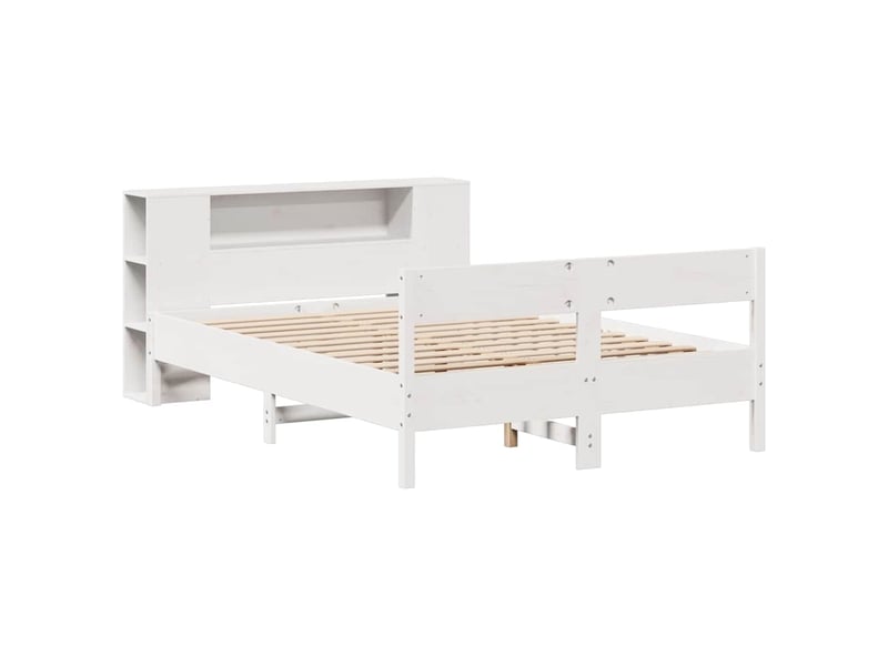  Lit double- lit adulte -  lit bibliothèque sans matelas blanc 150x200 cm bois pin massif  - Conforama B