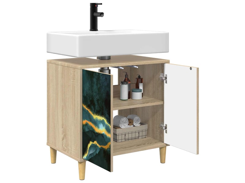  Armoire de salle de bain, meuble de rangement wijhe sonoma 60x40x60 cm  - Conforama C