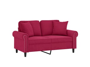 Canapé droit, sofa, canapé 2 places avec oreillers bordeaux 120 cm velours cf19923