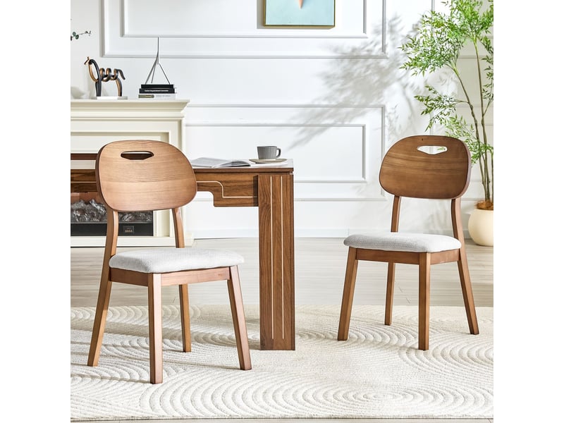  Lot de chaises 2 chaises chaise de cuisine rembourrée dossier ovale chaises en bois design à poignée de transport style moderne  - Conforama B