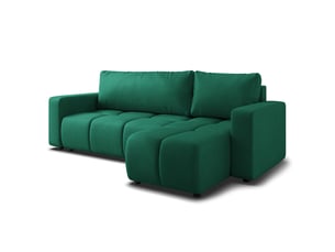 Canapé d'angle réversible convertible MASSENO 3 places Polyester vert avec coffre de rangement