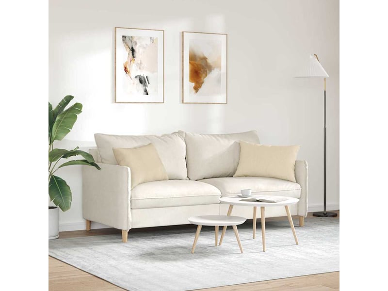 Lot de 2 coussins de canapé, coussins décoratifs tissu crème 60 x 40 cm cf58817 - Conforama D