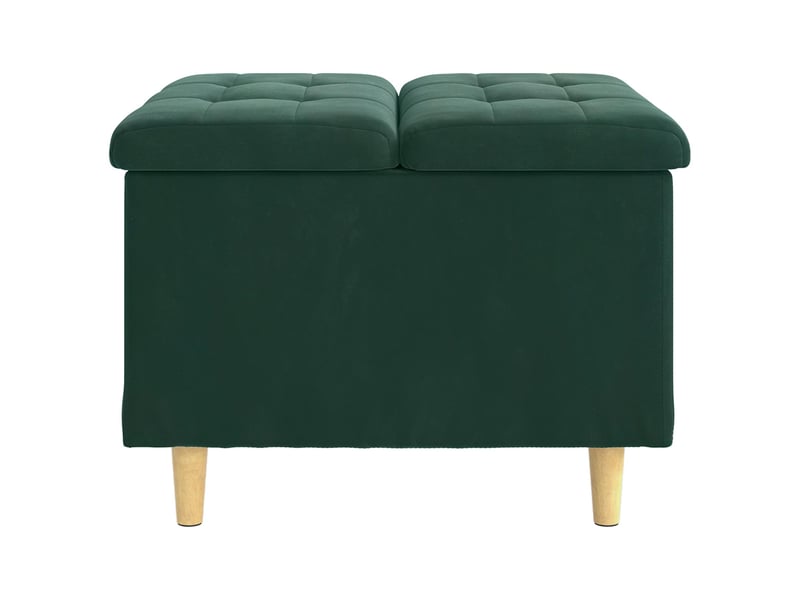  Ottoman, repose pied salon avec rangement vert foncé 60x60x45 cm velours  - Conforama E