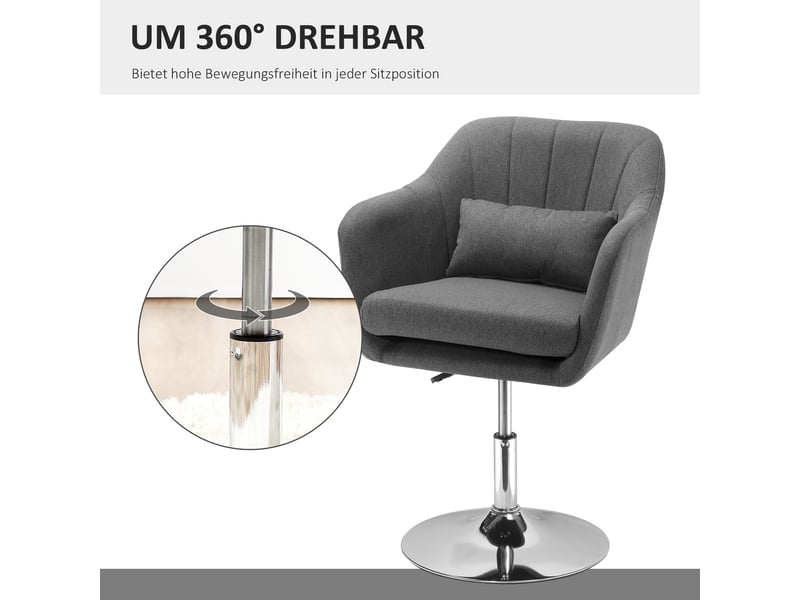  Chaise de bureau pivotante réglable en polyester gris foncé 60 x 60 x 79-91 cm  - Conforama E