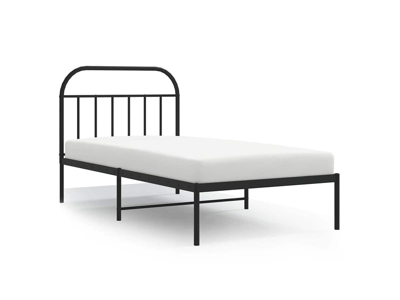  Lit simple- lit adulte -  cadre de lit métal sans matelas avec tête de lit noir 100x200cm  - Conforama A