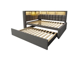Lit gigogne 90x200 cm <strong>BIQZUYA</strong>  <strong></strong> coloris gris