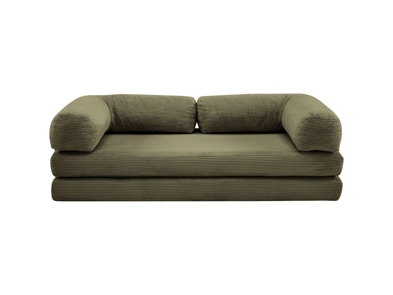  Canapé convertible compressé 3 places en velours côtelé vert - buddy Buddy - Conforama A