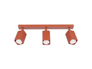 Plafonnier rayo 3l ocre rouge aluminium moderne 16.5x45x6cm