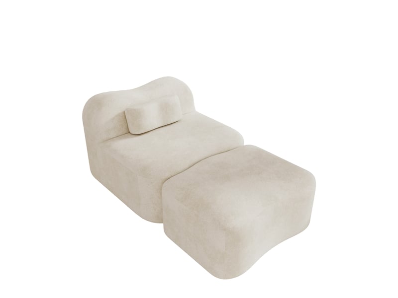  Canapé modulable, canapé 1 place, en tissu, beige, avec pouf, pour salon, chambre, adapté à l'espace de vie, appartement  - Conforama E