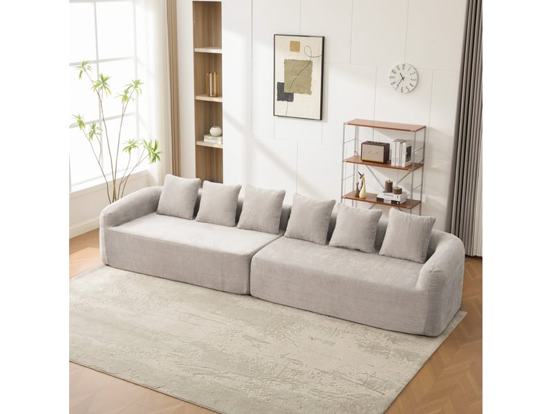 Canapé modulaire 6 places en chenille gris - Conforama B