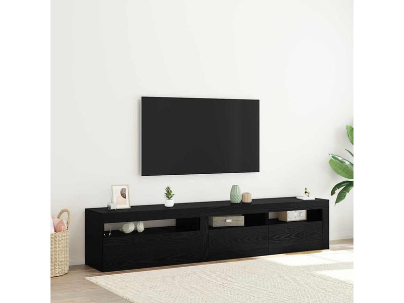 Meuble tv - banc tv - meuble de rangement 2 pcs chêne noir bois d'ingénierie - Conforama B