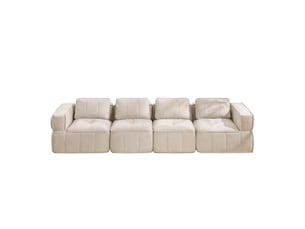 Canapé droit modulable 4 places en polyester beige, 344 cm