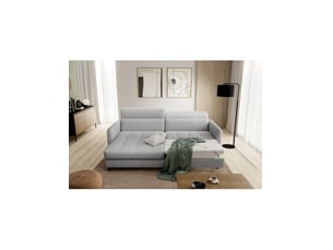 Canapé d'angle gauche fixe <strong></strong> <strong></strong> 3 places Polyester gris avec coffre de rangement