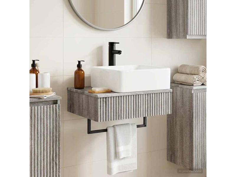  Basin de lavage mural, lavabo sonoma gris 50x41x39 cm  - Conforama B