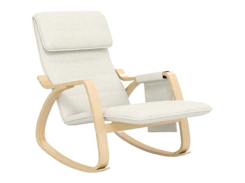  Fauteuil de relaxation avec repose-pieds, lin, 67x110x91cm, crème  - Conforama A