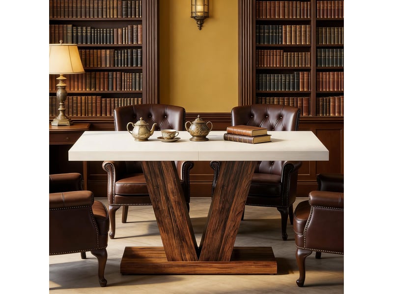 Table à manger rectangulaire en bois marron rustique et blanc 120x80x75 cm - Conforama E