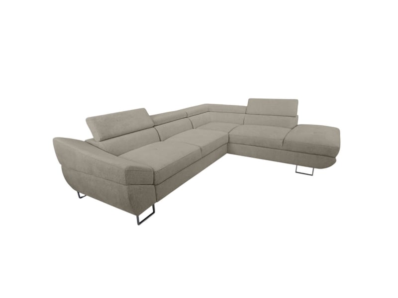  Canapé d'angle cassiope convertible avec coffre en tissu - taupe - angle droit CASSIOPE - Conforama C