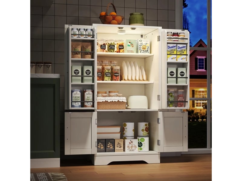  Armoire de cuisine blanche 4 portes avec capteur led 120x60x40cm  - Conforama B