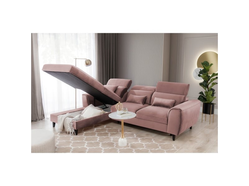  Canapé d'angle convertible rose angle gauche 4 places fable  - Conforama B