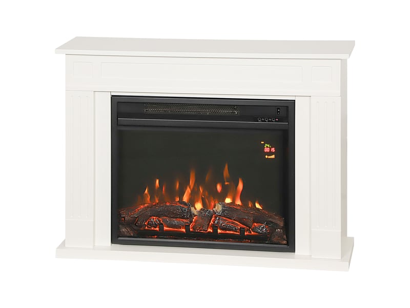 Cheminée électrique avec 5 réglages de flamme, télécommande et minuterie, 98 x 23,5 x 69,5 cm, noir et blanc - Conforama B