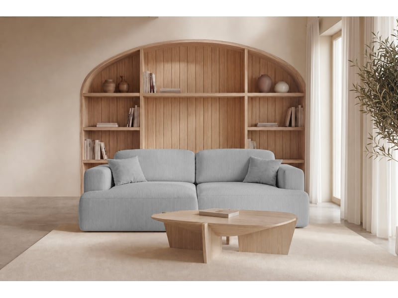  Chiara - canapé d'angle convertible petit velours côtelé 4 places gris clair gauche  - Conforama D