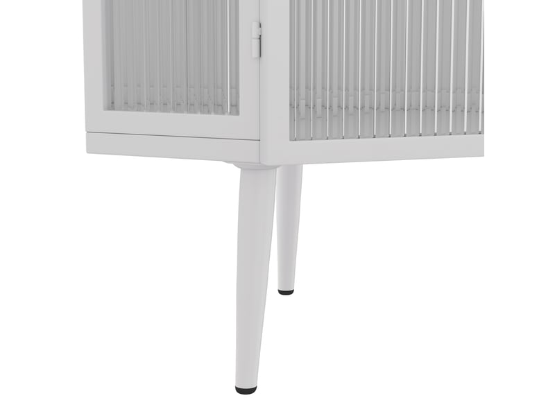  Armoire d'angle 3 niveaux en métal blanc et verre trempé, 56 x 40 x 110 cm, rangement élégant au quotidien  - Conforama D