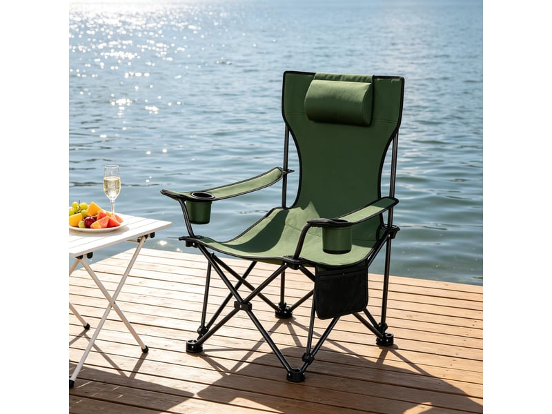  Chaise de camping pliante ergonomique avec repose-pieds extensible, portable  - Conforama B