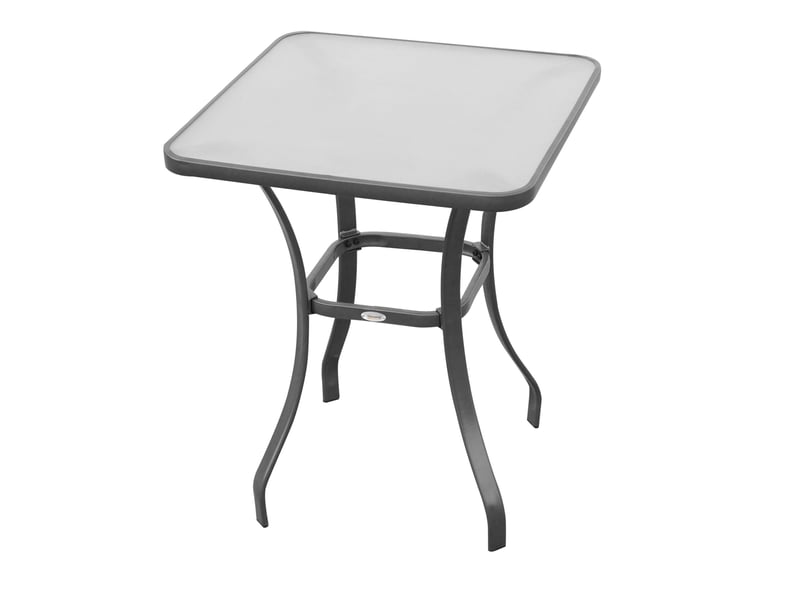  Table de jardin, table bistro, table en verre, verre trempé et métal, noire, l 68,5 x l 68,5 x h 84 cm  - Conforama B