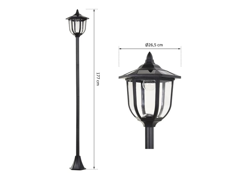  Lanterne solaire led 26,5x177 cm ip44 noir  - Conforama C