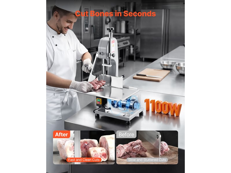  Vevor scie à os de boucher électrique scie à ruban 1100 w pour viande congelée  - Conforama B