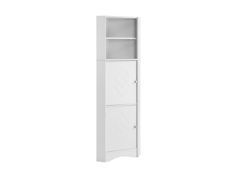  Colonne sdb 36,5x10x155 cm, meuble d'angle avec rangement, étagère réglable et portes, aggloméré, blanc  - Conforama A